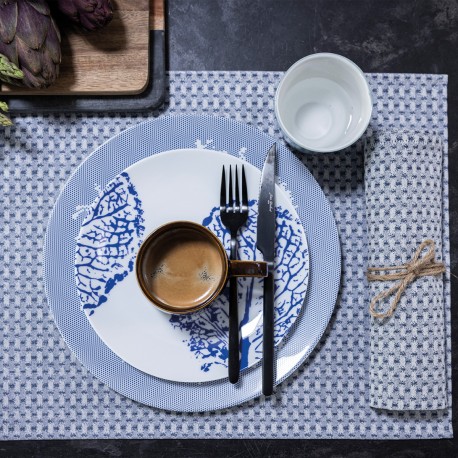Sets de table enduits Empreintes Tissage Cobalt, Le Jacquard Français 