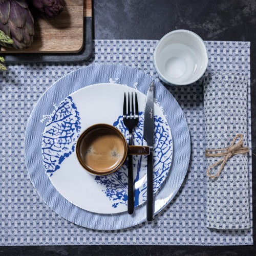 Sets de table enduits Empreintes Tissage Cobalt, Le Jacquard Français 