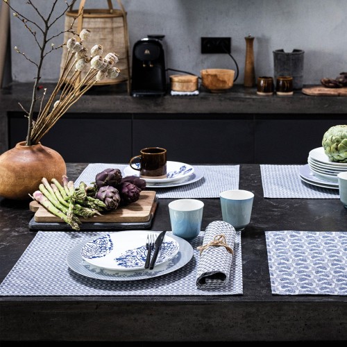 Sets de table enduits Empreintes Tissage Cobalt, Le Jacquard Français 