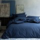 Le Jacquard Français - Parure de lit unie coton flammé Eclat Myrtille