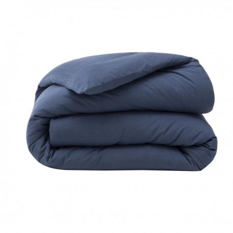Le Jacquard Français - Housse de couette unie coton flammé Eclat Myrtille