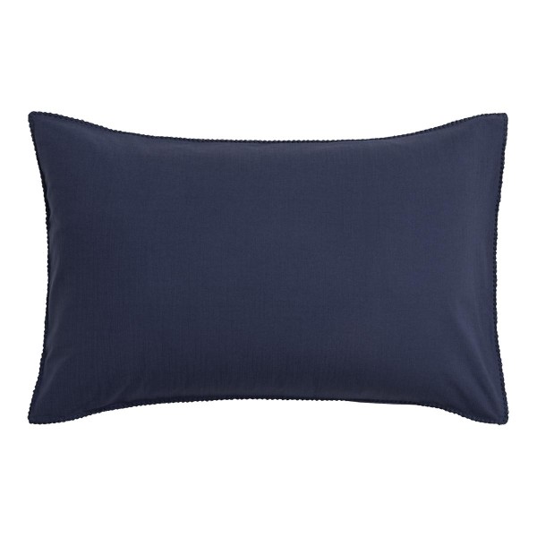 Le Jacquard Français - Taie d'oreiller rectangle unie coton flammé Eclat Myrtille