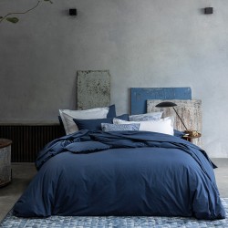 Le Jacquard Français - Housse de couette unie coton flammé Eclat Myrtille