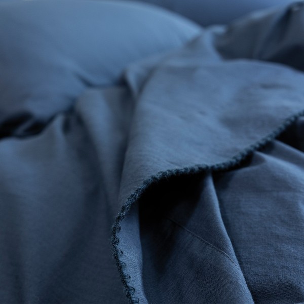 Le Jacquard Français - Drap plat coton flammé Eclat Myrtille