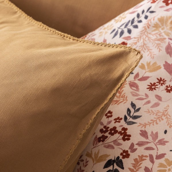 Le Jacquard Français - Taies d'oreiller coton flammé Eclat Cannelle