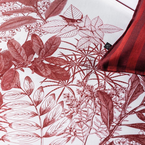 Le Jacquard Français - Parure de lit imprimée satin de coton 118 fils/cm² Feuilles en Scène Gojy