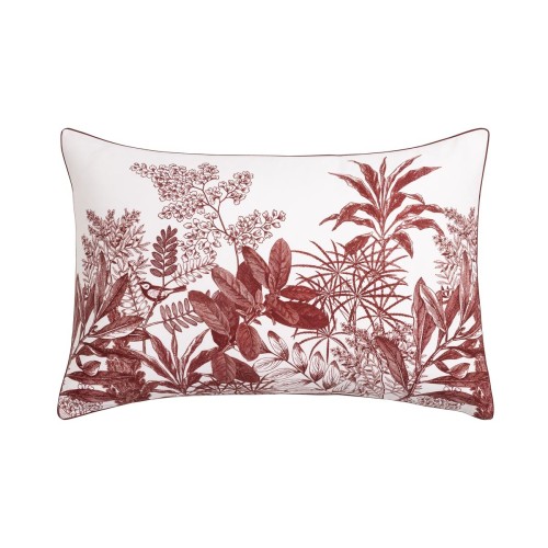 Le Jacquard Français - Taie décorative rectangle imprimée satin de coton 118 fils/cm² Feuilles en Scène Gojy