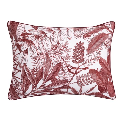 Le Jacquard Français - Taie d'oreiller rectangle imprimée satin de coton 118 fils/cm² Feuilles en Scène Gojy