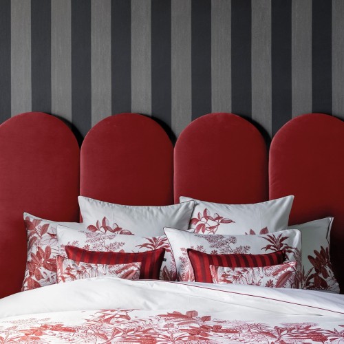 Le Jacquard Français - Taies d'oreiller imprimées satin de coton 118 fils/cm² Feuilles en Scène Gojy