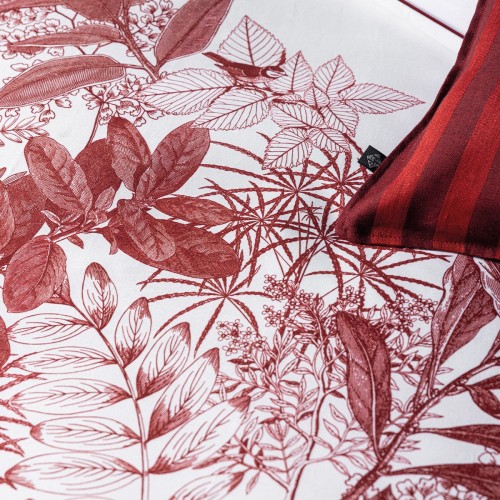 Le Jacquard Français - Parure de lit imprimée satin de coton 118 fils/cm² Feuilles en Scène Gojy