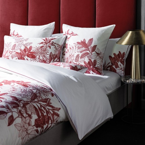 Le Jacquard Français - Parure de lit imprimée satin de coton 118 fils/cm² Feuilles en Scène Gojy