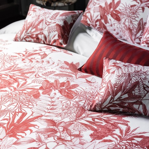 Le Jacquard Français - Parure de lit imprimée satin de coton 118 fils/cm² Feuilles en Scène Gojy
