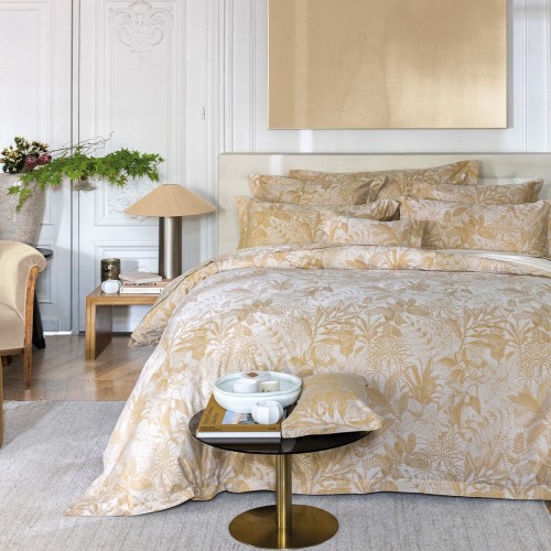 Le Jacquard Français - Parure de lit jacquard satin de coton 157 fils/cm² Bois dormant Doré
