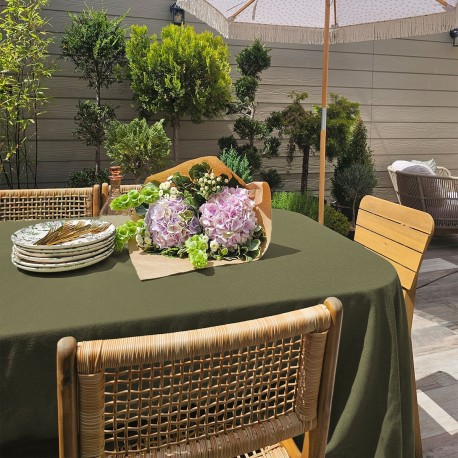 Nappe jacquard coton Paradia Kaki, Garnier-Thiébaut