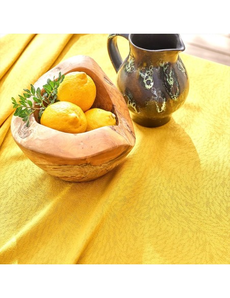 Nappes sur mesure jacquard coton Paradia Curry laize 180cm, Garnier-Thiébaut