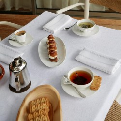 Tissu nappes sur mesure jacquard coton Paradia Neige en 180cm, Garnier-Thiébaut