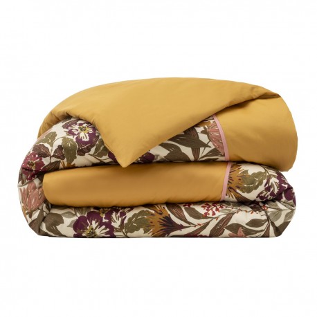 Le Jacquard Français - Housse de couette imprimée satin de coton 118 fils/cm² Panache de fleurs Miel