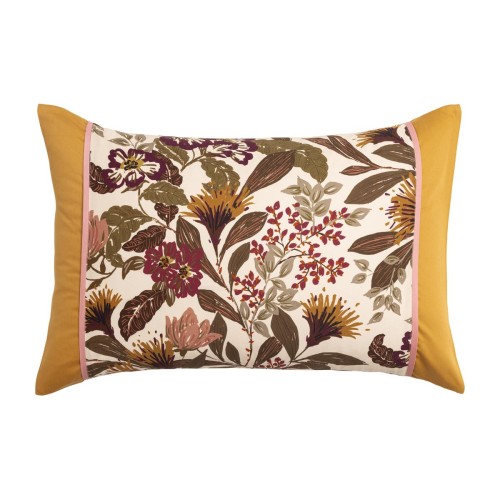 Le Jacquard Français - Taie rectangle imprimée satin de coton 118 fils/cm² Panache de fleurs Miel