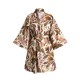 Kimono court satin de coton imprimé Panache de fleurs Miel, Le Jacquard Français