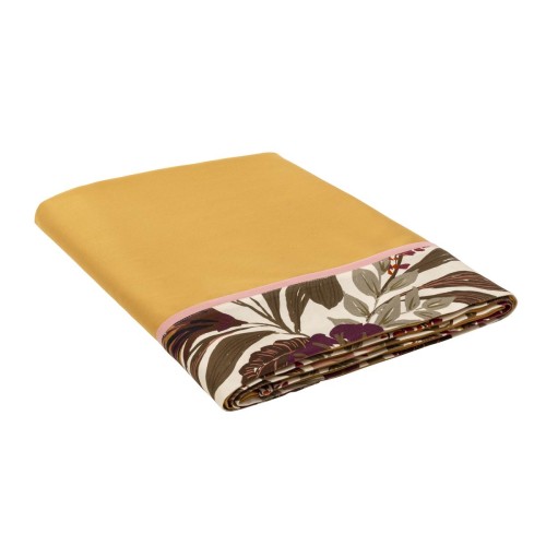 Le Jacquard Français - Drap plat imprimé satin de coton 118 fils/cm² Panache de fleurs Miel