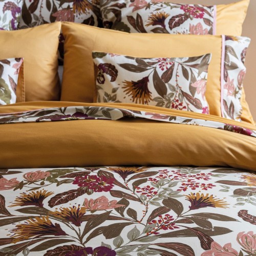 Le Jacquard Français - Parure de lit imprimée satin de coton 118 fils/cm² Panache de fleurs Miel