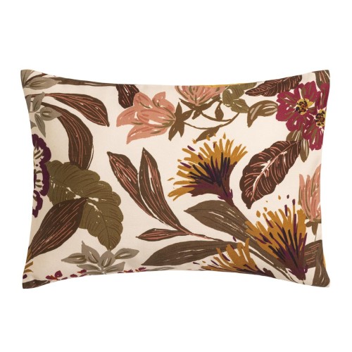 Le Jacquard Français - Taie décorative imprimée satin de coton 118 fils/cm² Panache de fleurs Miel