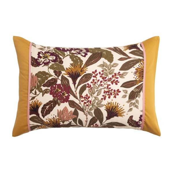 Le Jacquard Français - Taie rectangle imprimée satin de coton 118 fils/cm² Panache de fleurs Miel