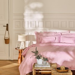 Le Jacquard Français - Parure de lit jacquard percale de coton 118 fils/cm² Pois de senteur Rose