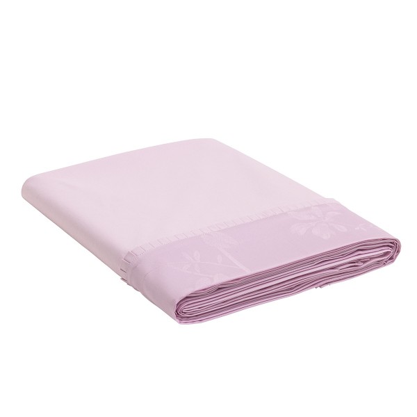 Le Jacquard Français - Drap plat jacquard percale de coton 118 fils/cm² Pois de senteur Rose