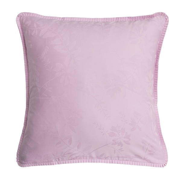 Le Jacquard Français - Taie d'oreiller carrée jacquard percale de coton 118 fils/cm² Pois de senteur Rose