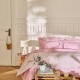 Housse de Courtepointe jacquard percale de coton Pois de senteur Rose, Le Jacquard Français