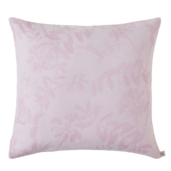 Housse de Coussin déco jacquard percale de coton 50x50 Pois de senteur Rose, Le Jacquard Français