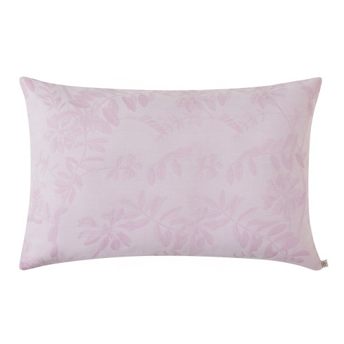 Housse de Coussin jacquard percale de coton 50x30 Pois de senteur Rose, Le Jacquard Français