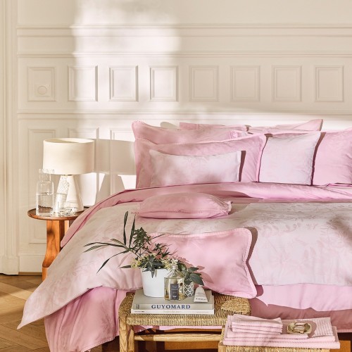 Housses de coussin jacquard coton Pois de senteurs Rose, Le Jacquard Français