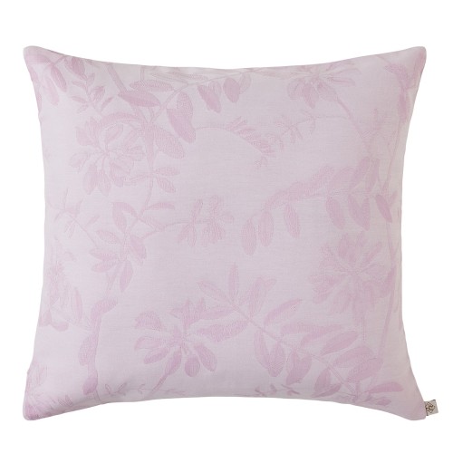 Housses de coussin jacquard coton Pois de senteurs Rose 50x50, Le Jacquard Français