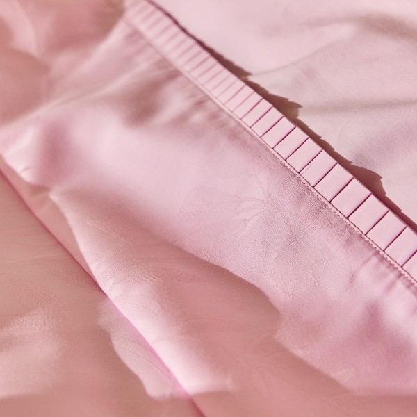 Le Jacquard Français - Drap plat jacquard percale de coton 118 fils/cm² Pois de senteur Rose