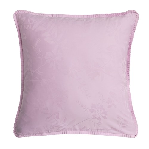 Le Jacquard Français - Taie d'oreiller carrée jacquard percale de coton 118 fils/cm² Pois de senteur Rose