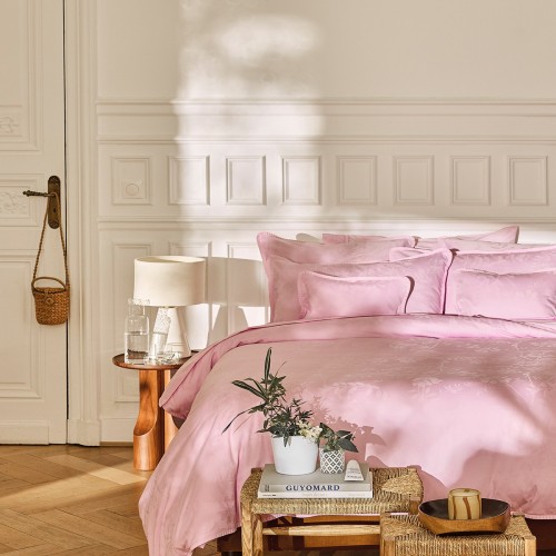 Le Jacquard Français - Parure de lit jacquard percale de coton 118 fils/cm² Pois de senteur Rose