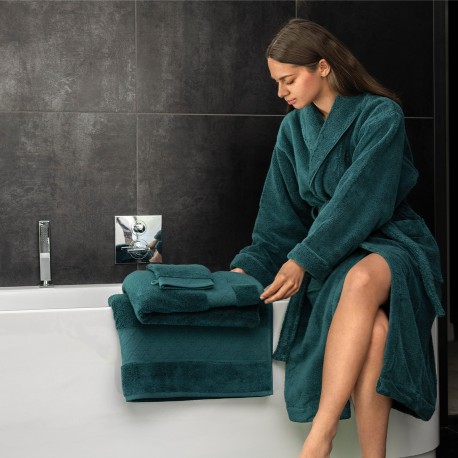 Peignoir de bain mixte Caresse Forêt 100% coton, Le Jacquard Français
