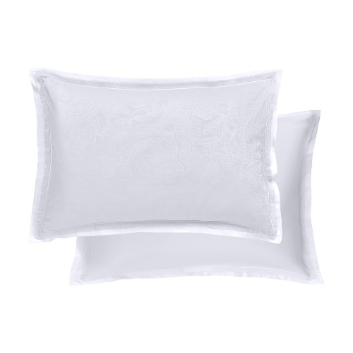 Garnier-Thiébaut - Taie rectangle jacquard en satin de coton 120 fils/cm² Alexandria Diamant