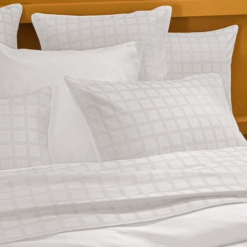 Garnier-Thiébaut - Drap plat jacquard en satin de coton 130 fils/cm² Allegria Neige