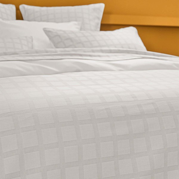 Garnier-Thiébaut - Parure de lit jacquard en satin de coton 130 fils/cm² Allegria Neige