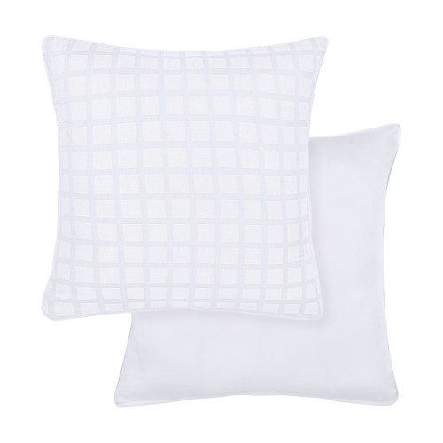 Garnier-Thiébaut - Taie carrée jacquard en satin de coton 130 fils/cm² Allegria Neige