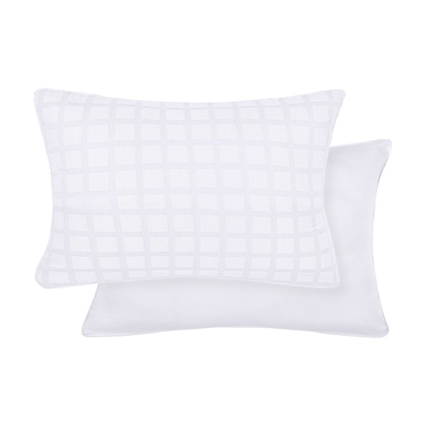 Garnier-Thiébaut - Taie rectangle jacquard en satin de coton 130 fils/cm² Allegria Neige