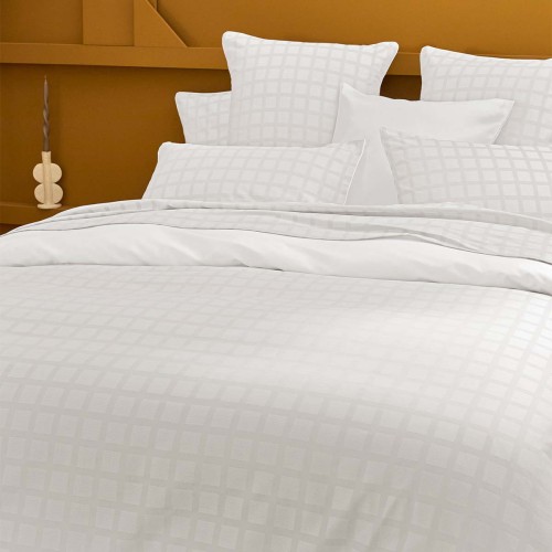Garnier-Thiébaut - Parure de lit jacquard en satin de coton 130 fils/cm² Allegria Neige