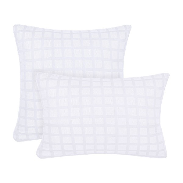 Garnier-Thiébaut - Taies d'oreiller jacquard en satin de coton 130 fils/cm² Allegria Neige