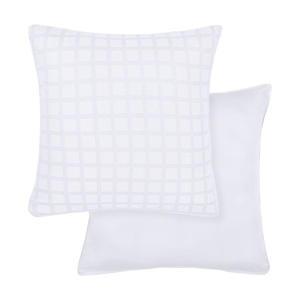Garnier-Thiébaut - Taie carrée jacquard en satin de coton 130 fils/cm² Allegria Neige