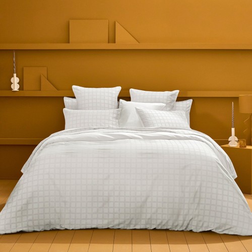 Garnier-Thiébaut - Parure de lit jacquard en satin de coton 130 fils/cm² Allegria Neige