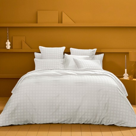 Garnier-Thiébaut - Tissu jacquard en satin de coton 130 fils/cm² Allegria Neige - Laize 250cm