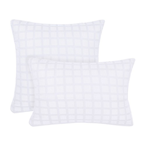 Garnier-Thiébaut - Taies d'oreiller jacquard en satin de coton 130 fils/cm² Allegria Neige